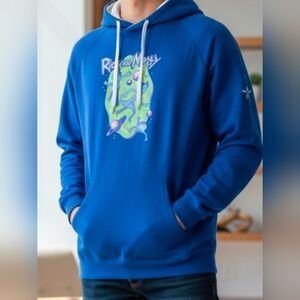 NWT Rick & Morty Men's Hoodie Sweatshirt Portal & Alien L Officially Licensed 😀